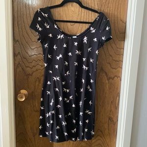 H&M Divided black & ivory birds knit dress sz 10